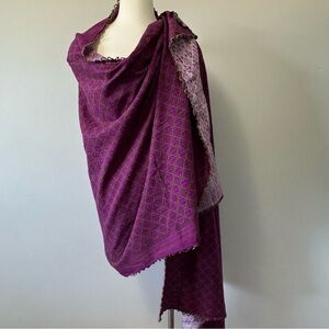 Purple Patterned Shawl  Wrap 90”x36”
